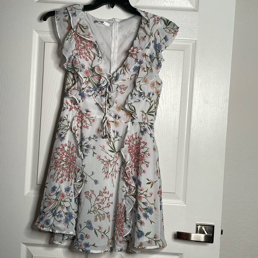 Saints & secrets floral ruffle tank mini dress